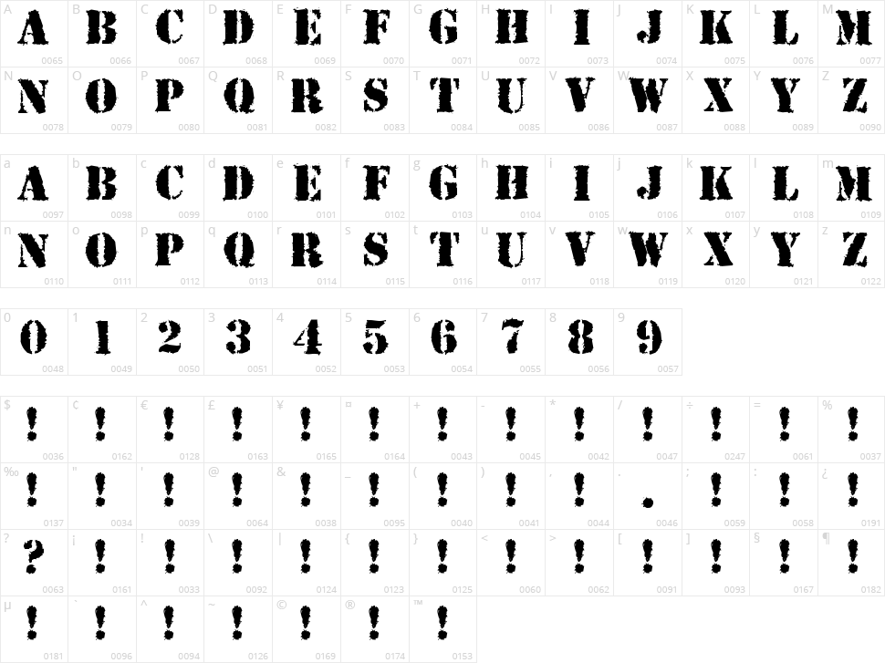 Due Date Character Map