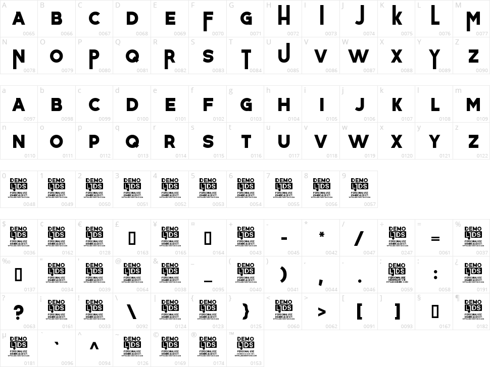 Dulkanyca Character Map