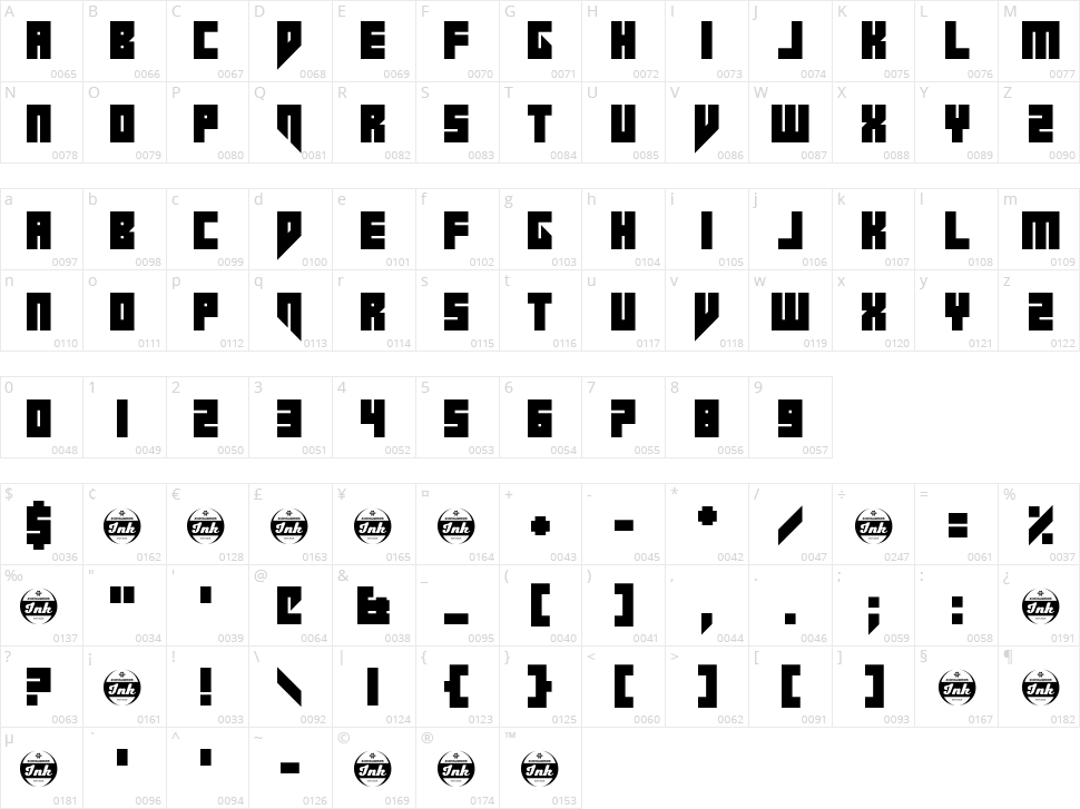 Dustfine Character Map