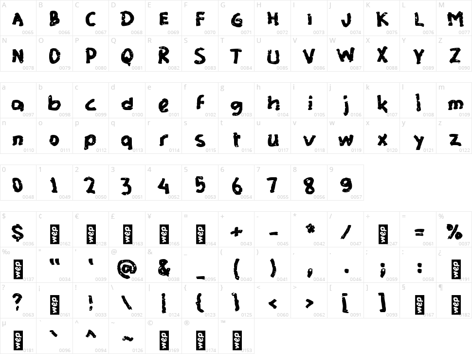 e Eceng Character Map