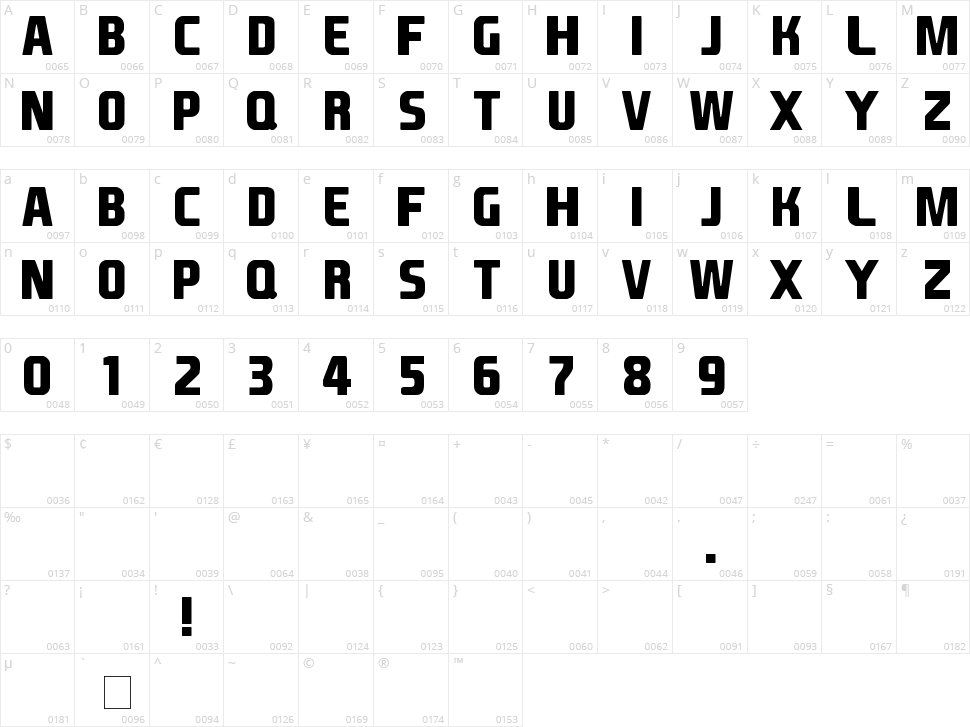 EA Font Character Map