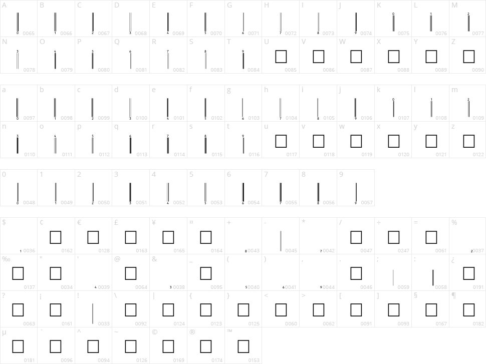 eanbwrp72tt Character Map