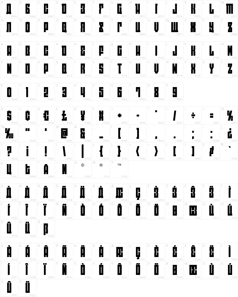 East-West Character Map
