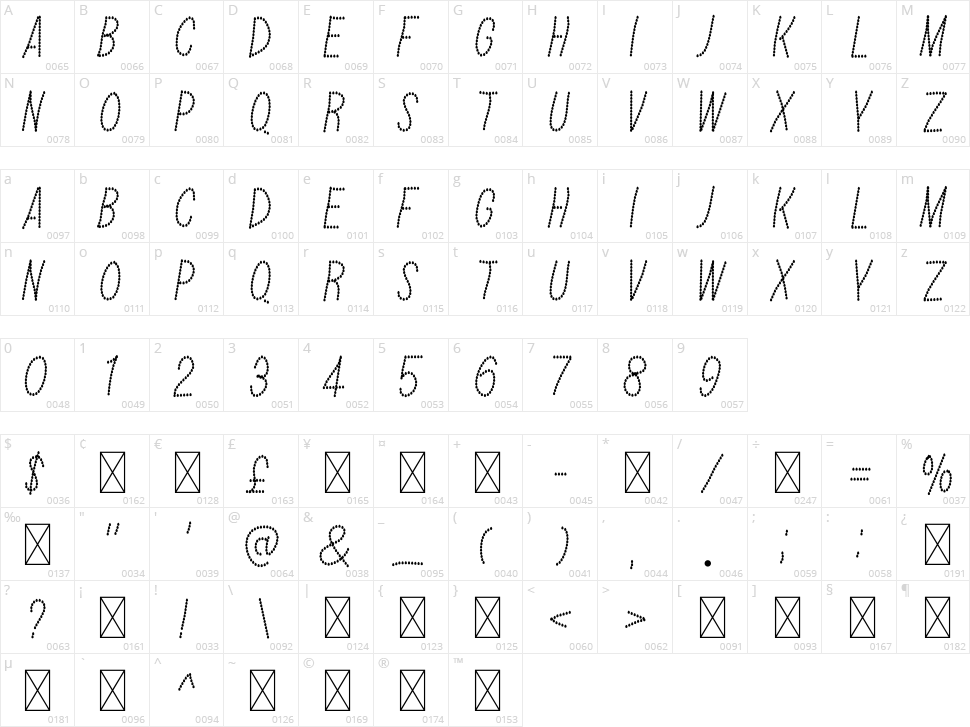 Easter Joy Font Character Map