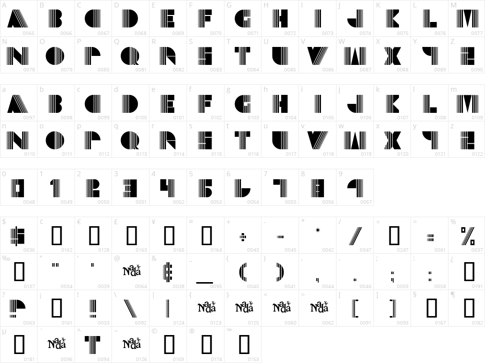 Echo Deco Character Map