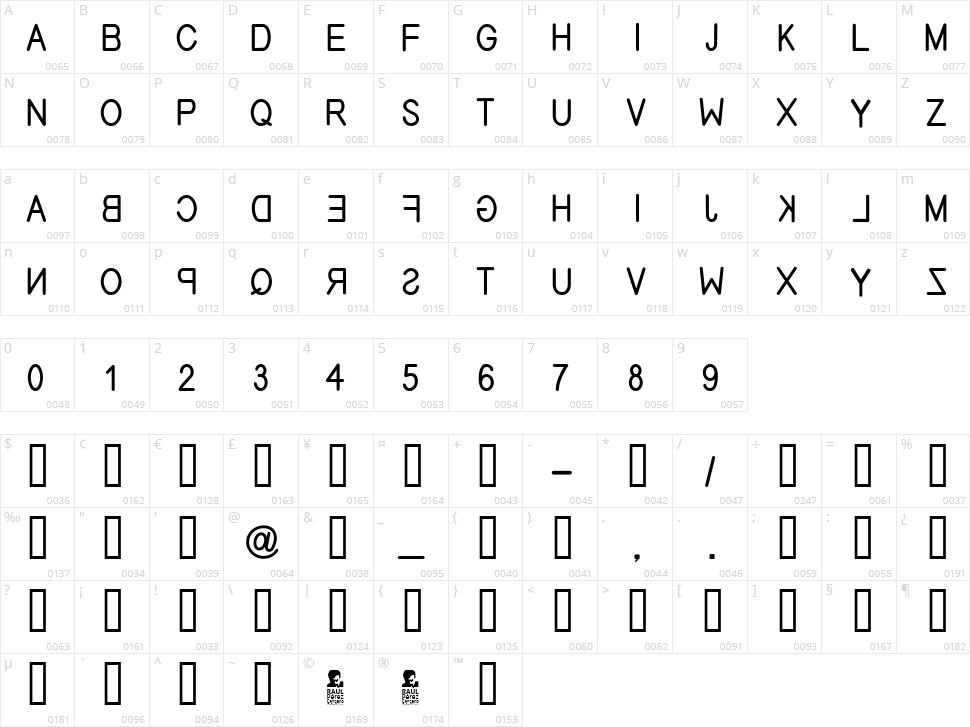 Efitype Reverse Character Map