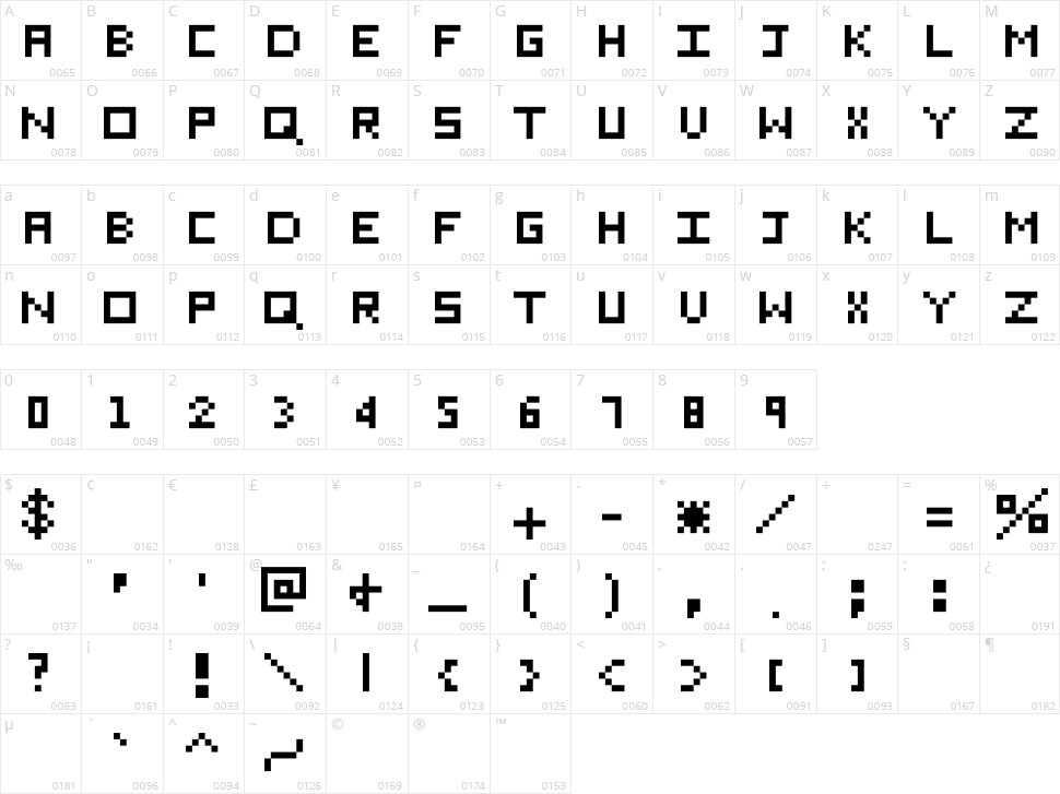 Eichante Character Map