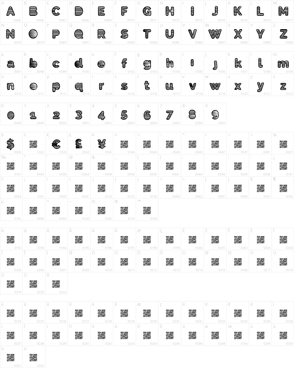 Eighties Shades Character Map