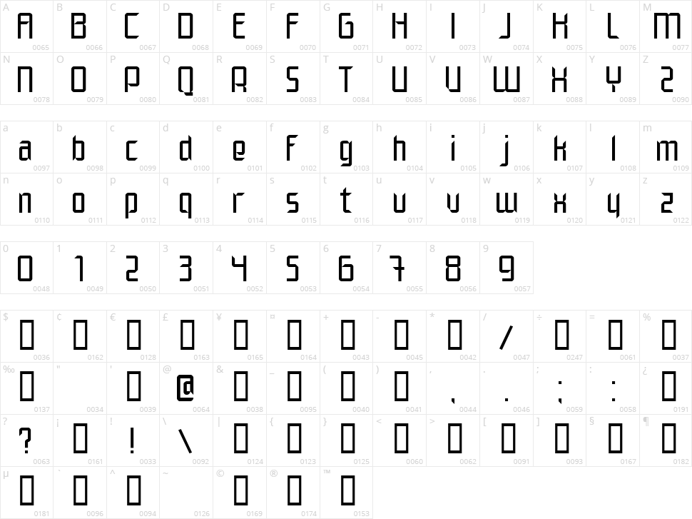 Elegante Character Map