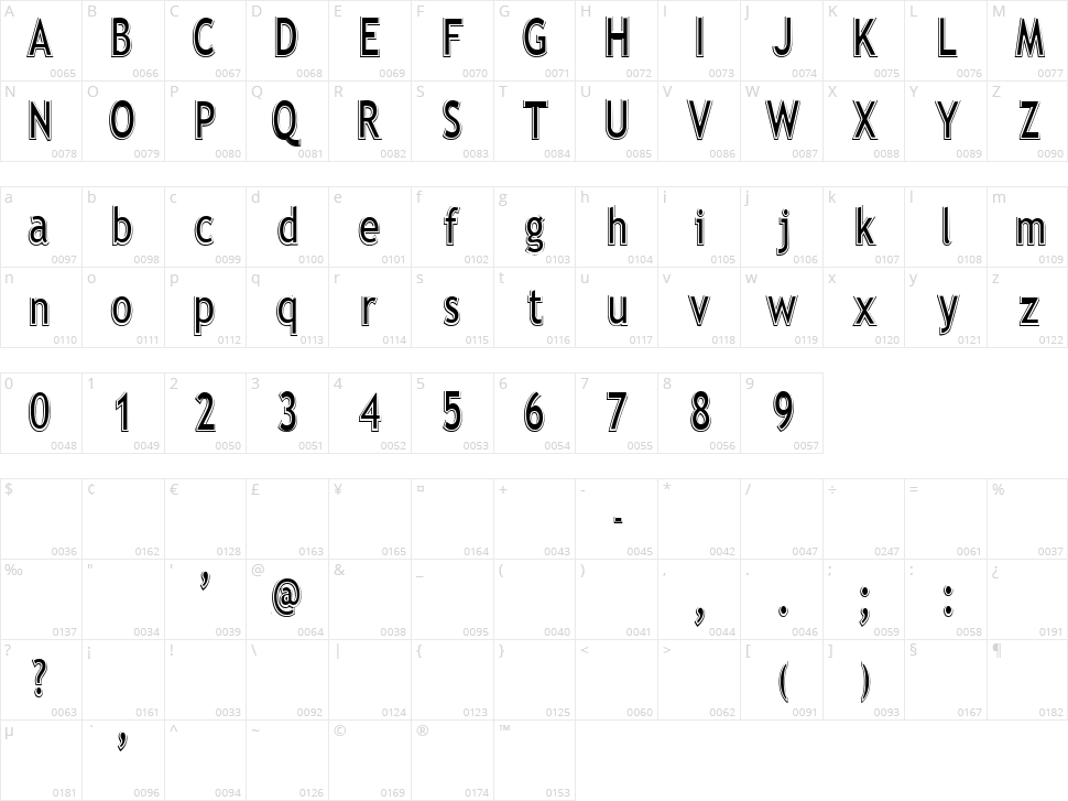 Elegante Character Map