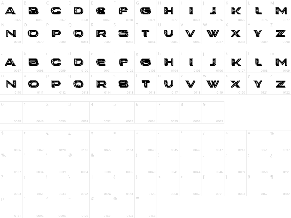 Engeza Character Map