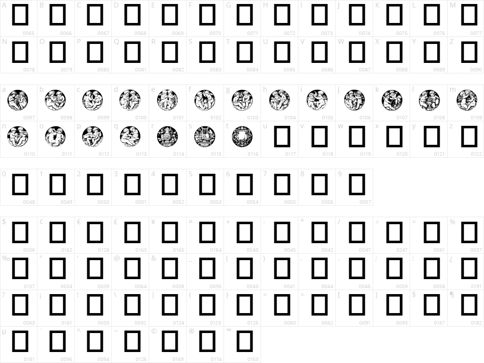 Engleknapper Character Map