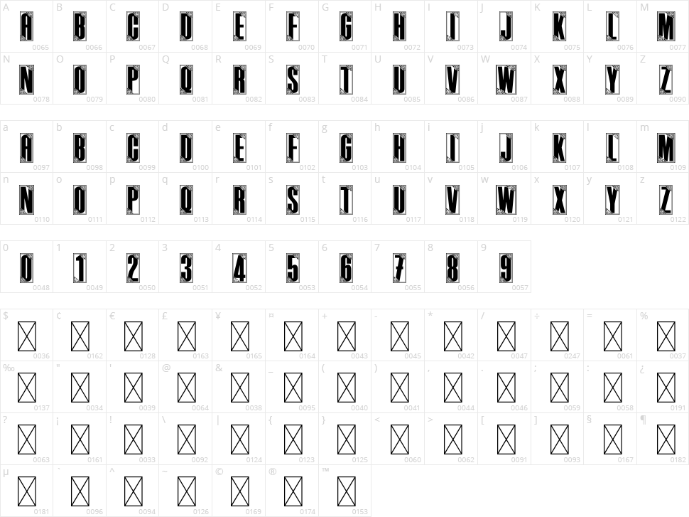 Envelope Character Map
