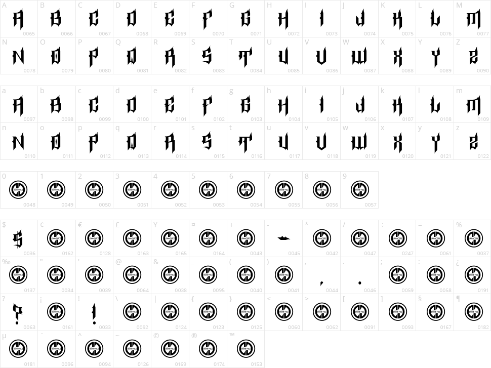 Epitaph Character Map