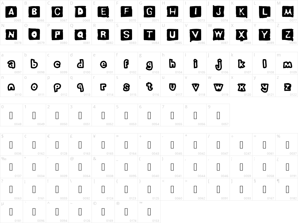 Erased Pencil Character Map