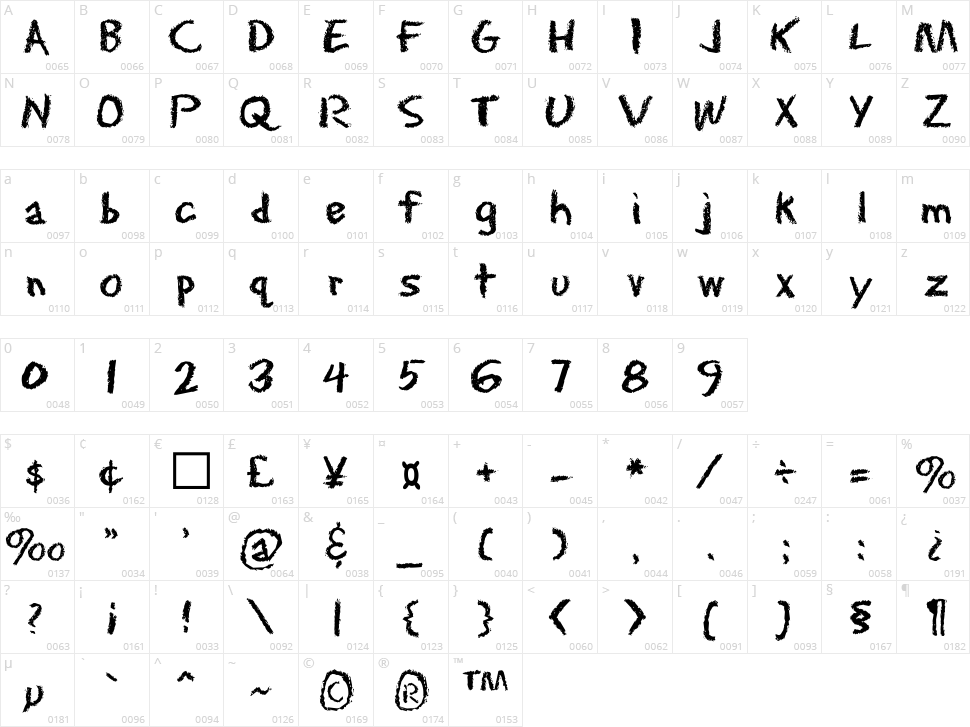 Eraser Character Map
