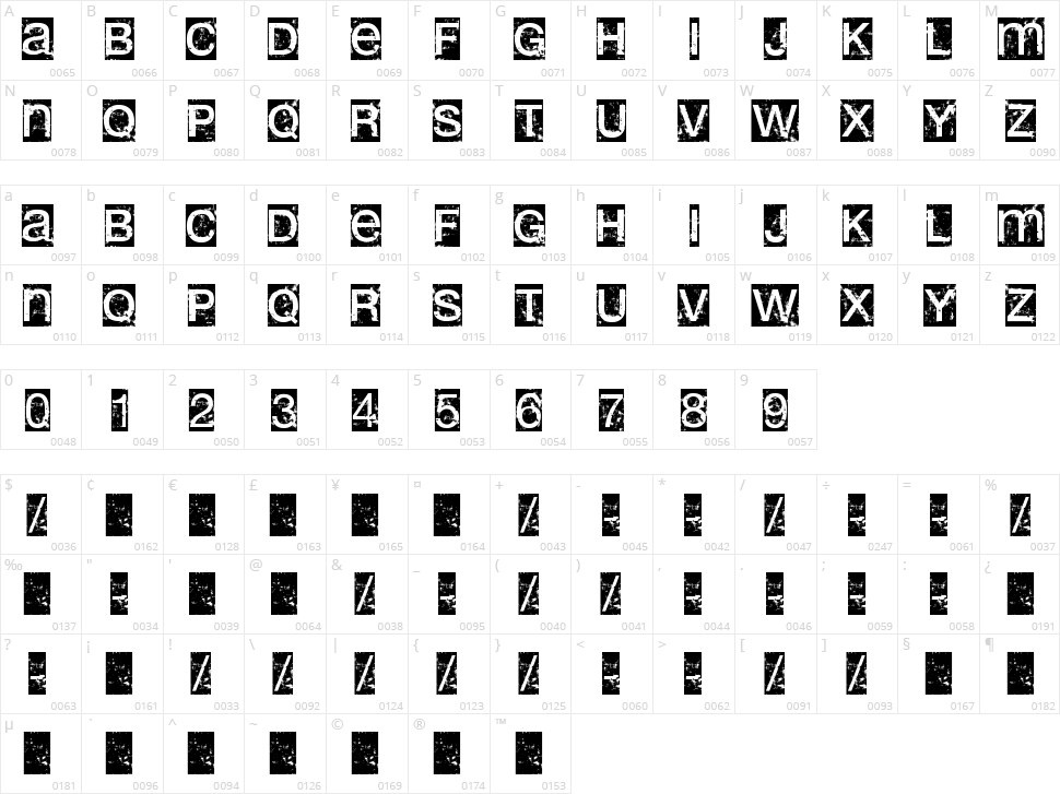 Erolib Character Map