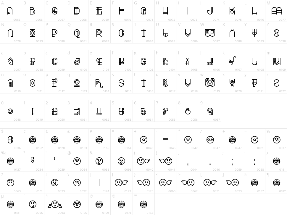 Escalatio Character Map