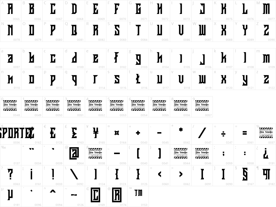 Esporte Character Map