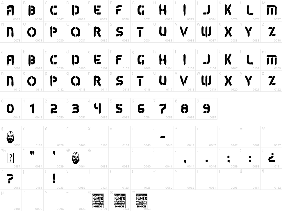 Exotic Stencil Army Character Map