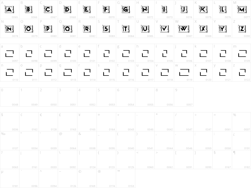 Explosion Capitals Character Map