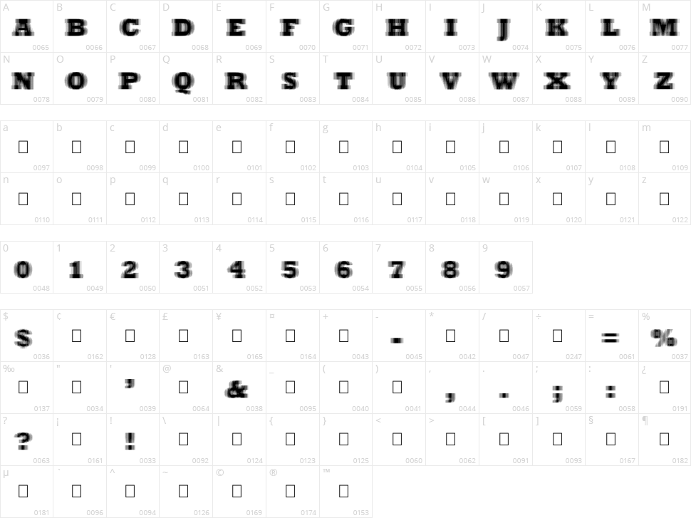 ExtraBlur Character Map