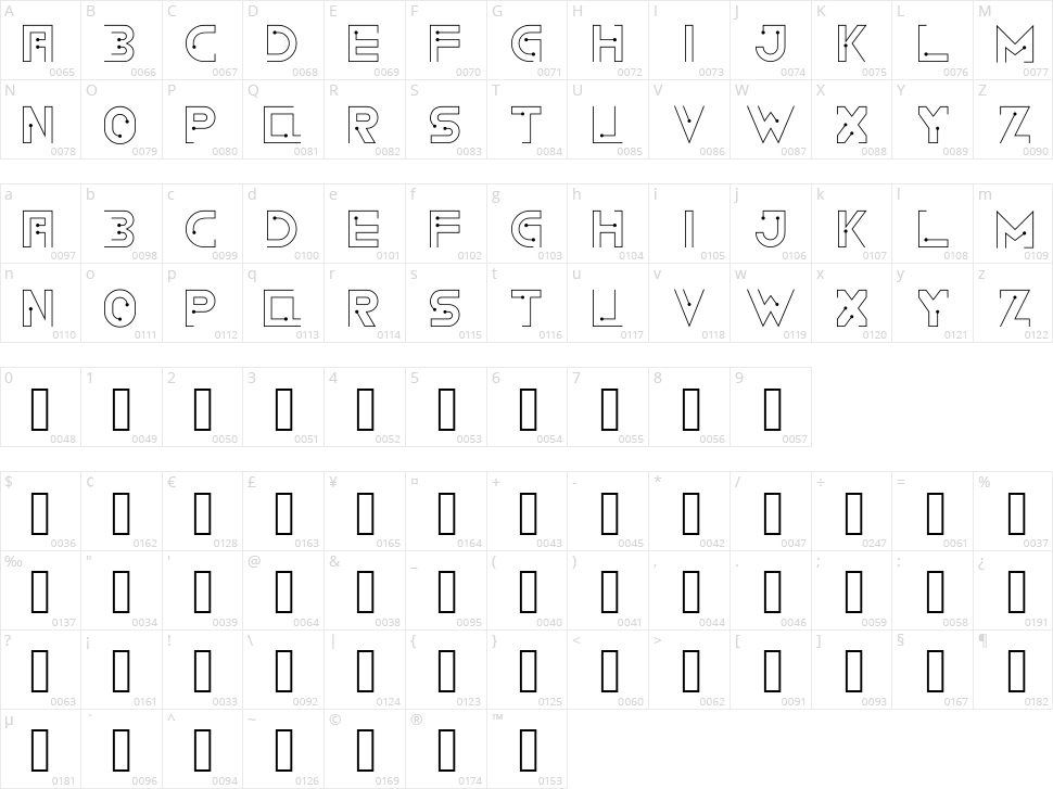 Exwayer Character Map