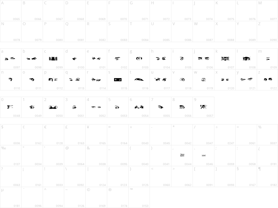 Eye Spy Character Map