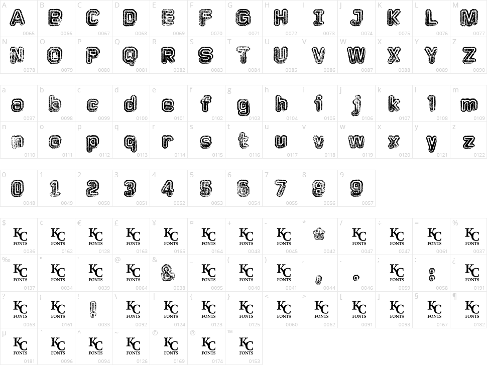 Faded Memory Character Map