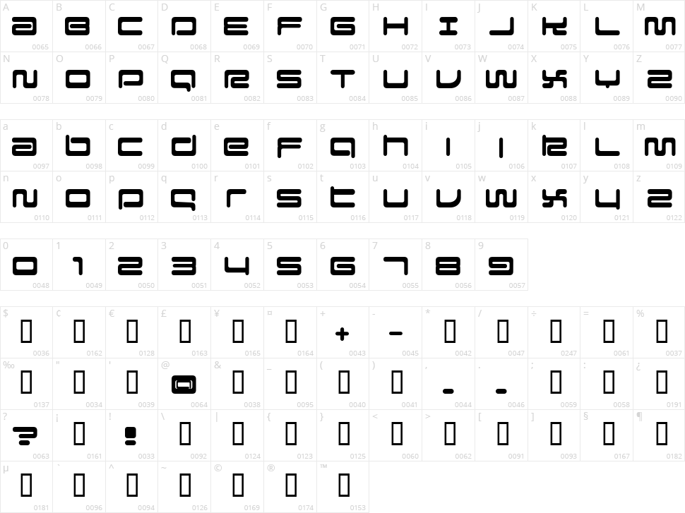 Falcon Character Map