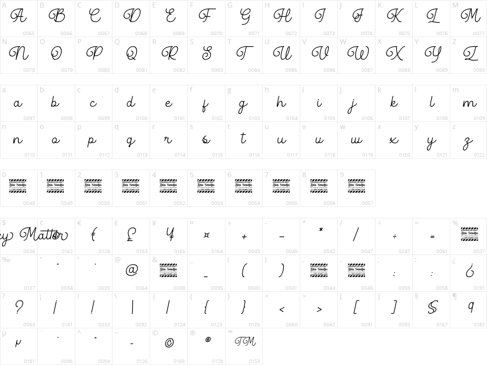Fancy Matter Character Map