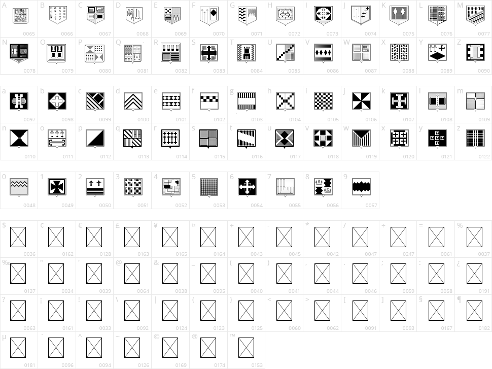 Fantasy Shields Character Map