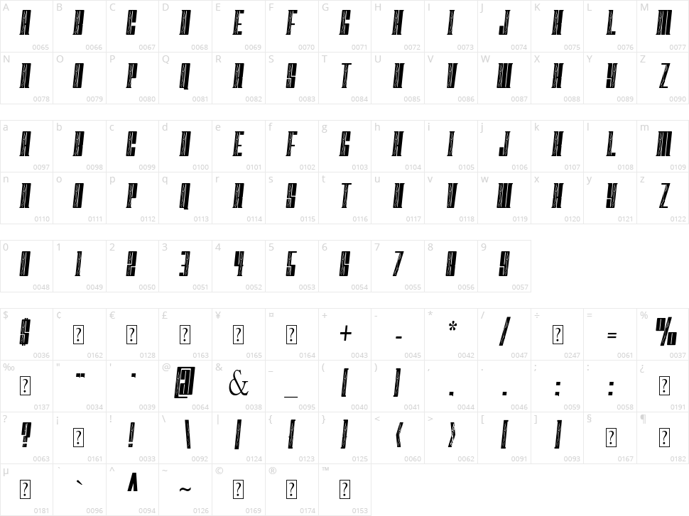 Fast Block Flames Character Map