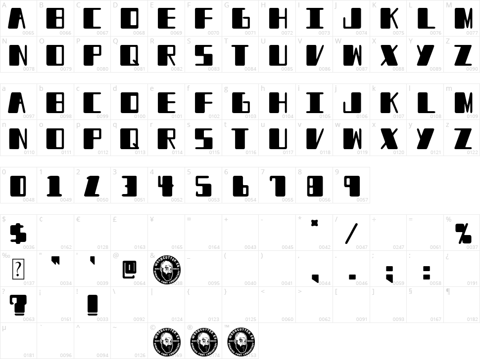 Fat Enterprise Character Map