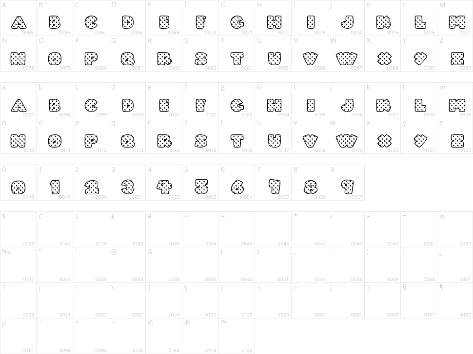 Fatty Heart Filled Character Map