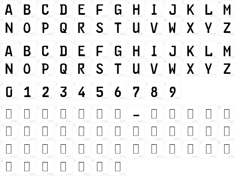FE-Font Character Map