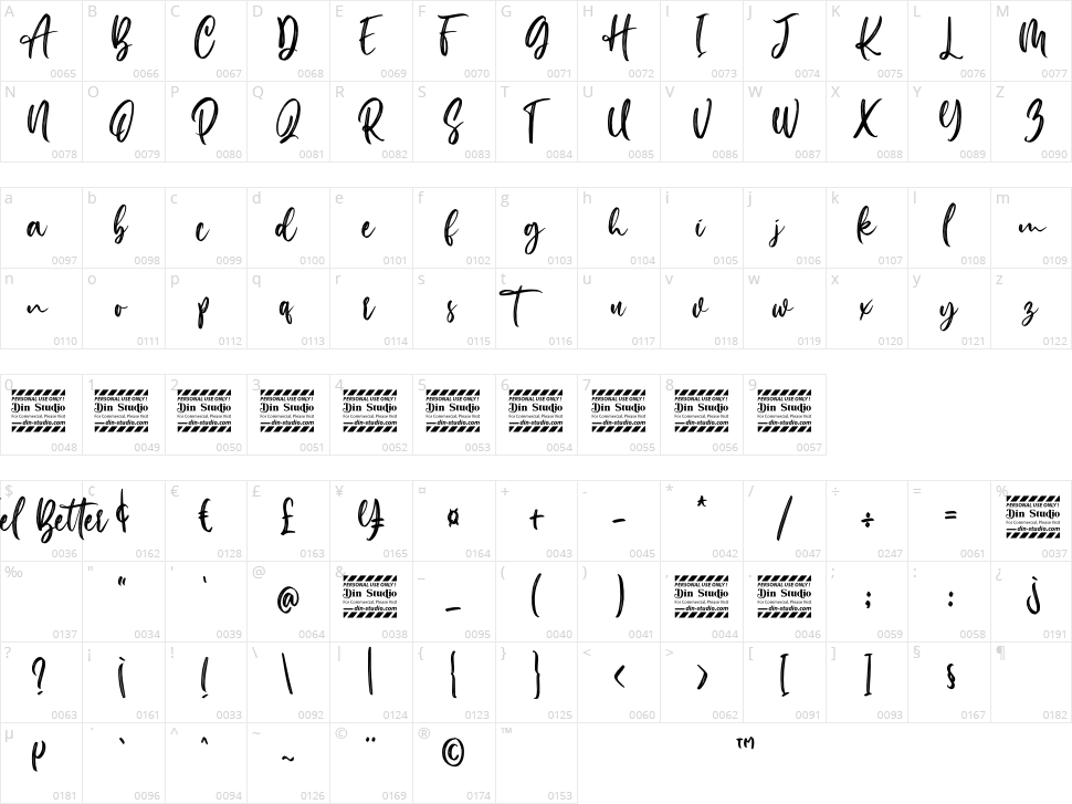 Feel Better Character Map