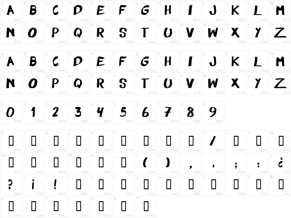 Felt Pen Character Map
