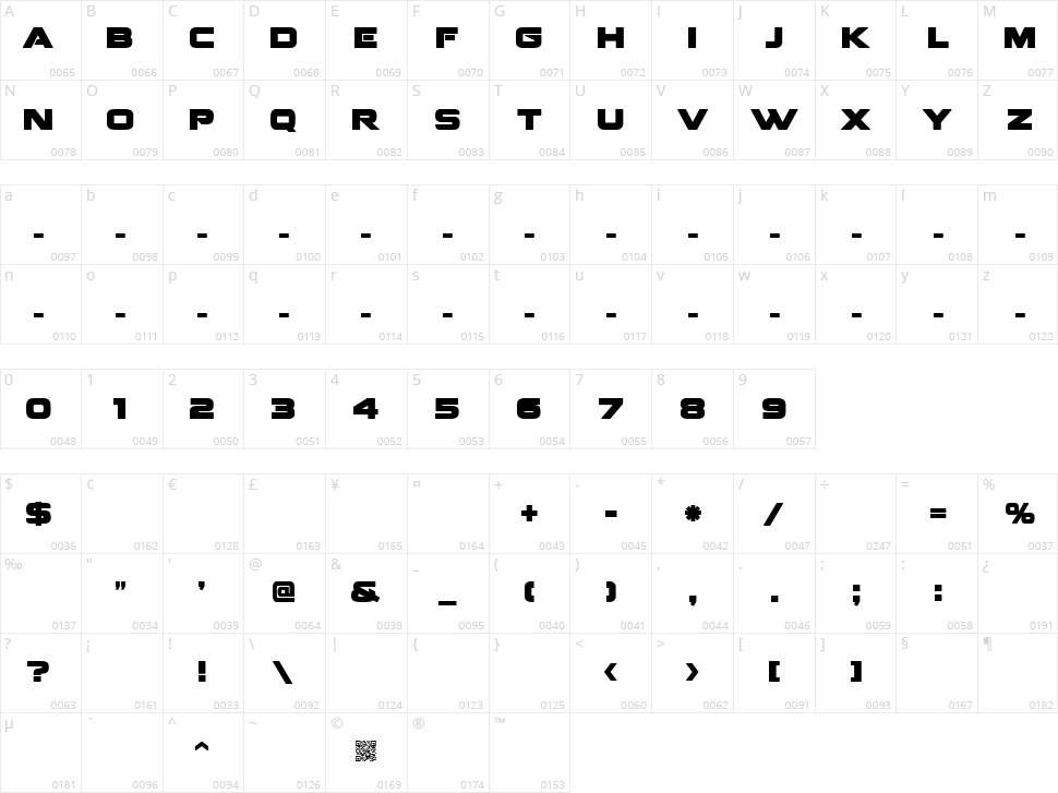 Fenix Blackletter Caps Character Map