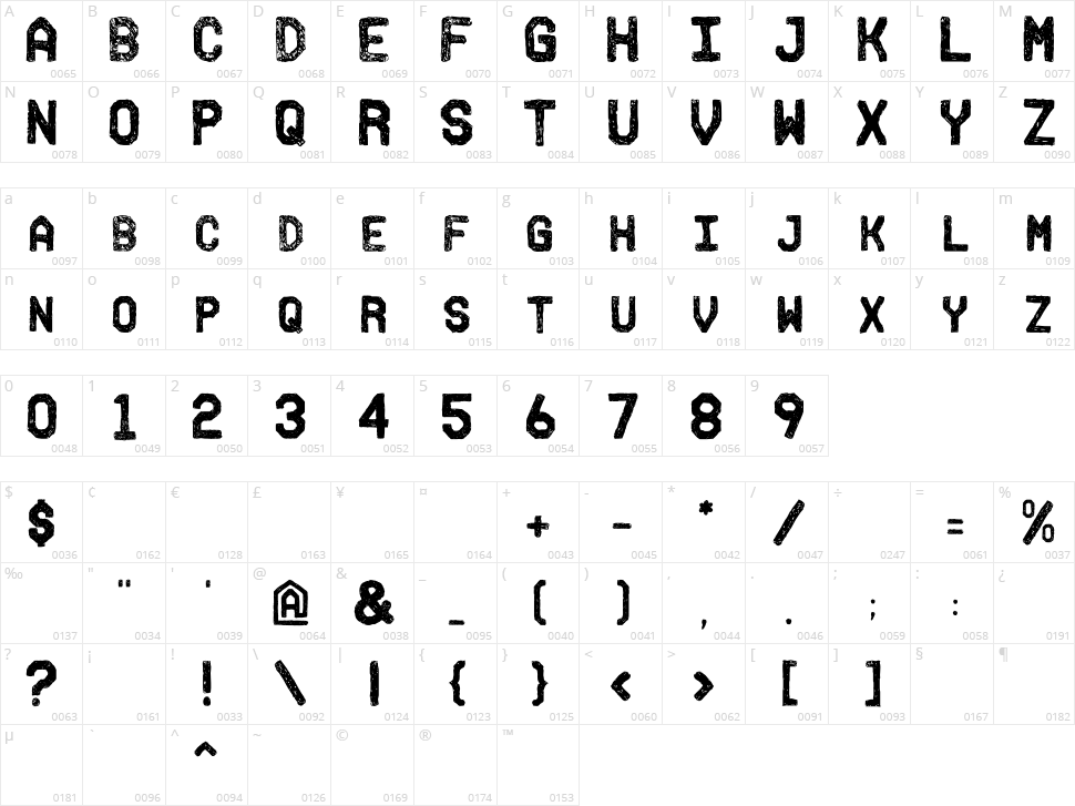 Fh Ink Character Map