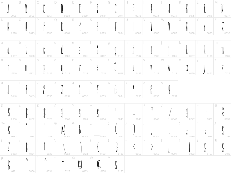 Fine N Tall Character Map
