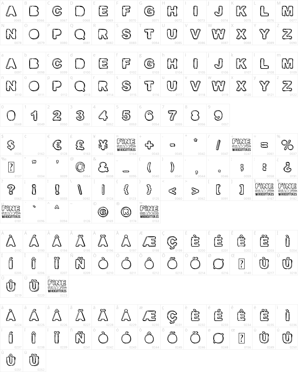 Fine Shadows Character Map