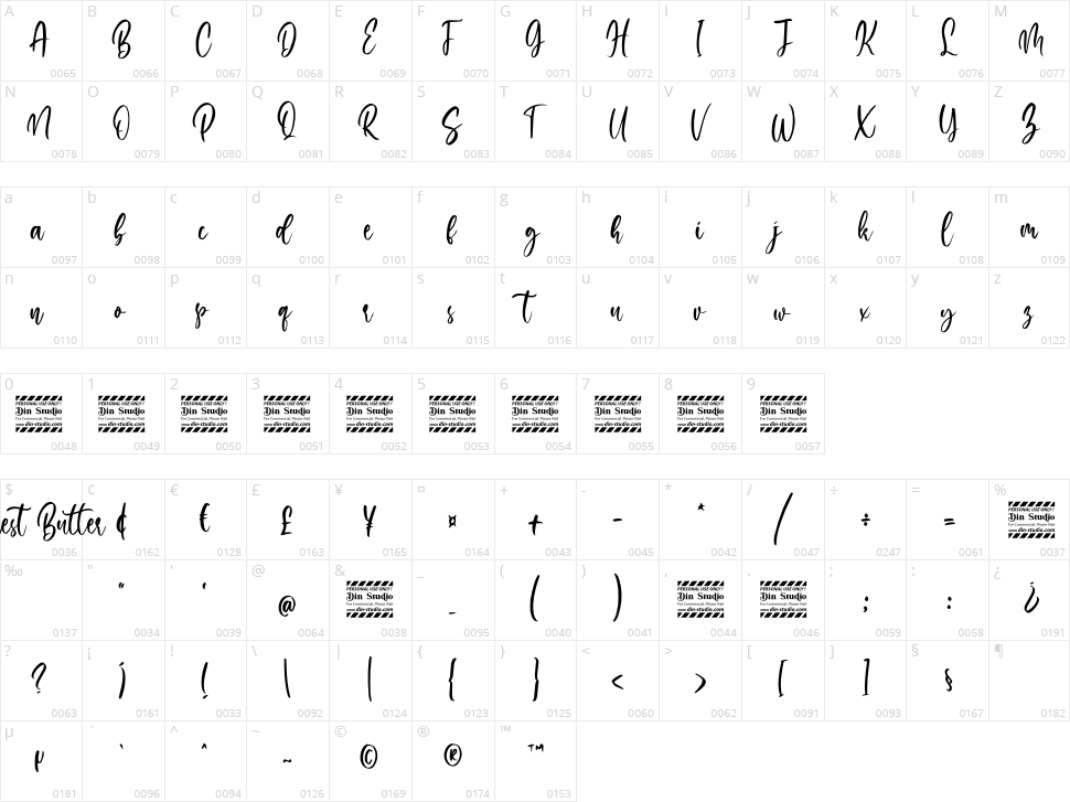 Finest Butter Character Map