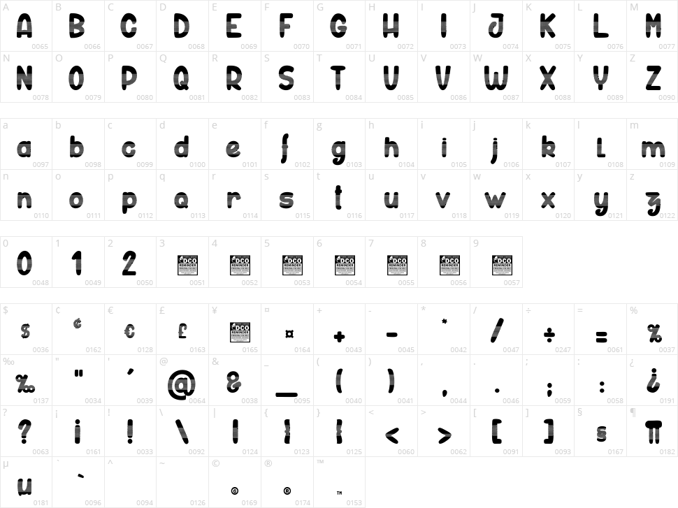 Fish Sticks Character Map