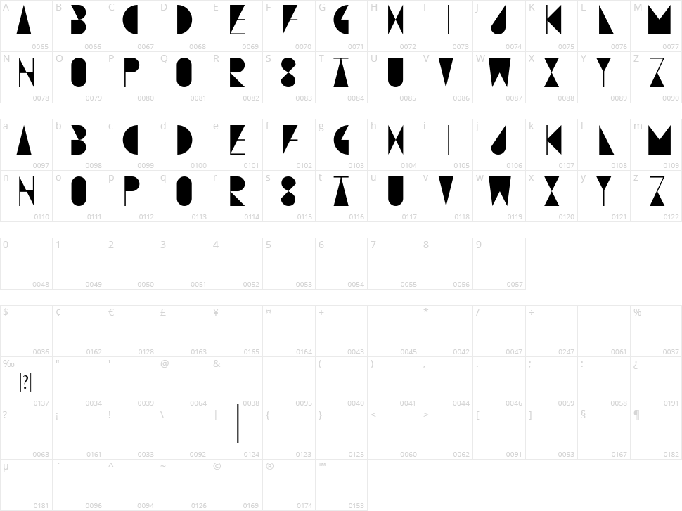 Fjord BF Character Map