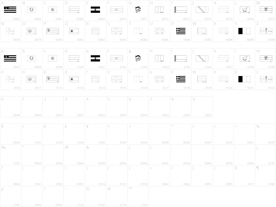 Flags of Europe Character Map