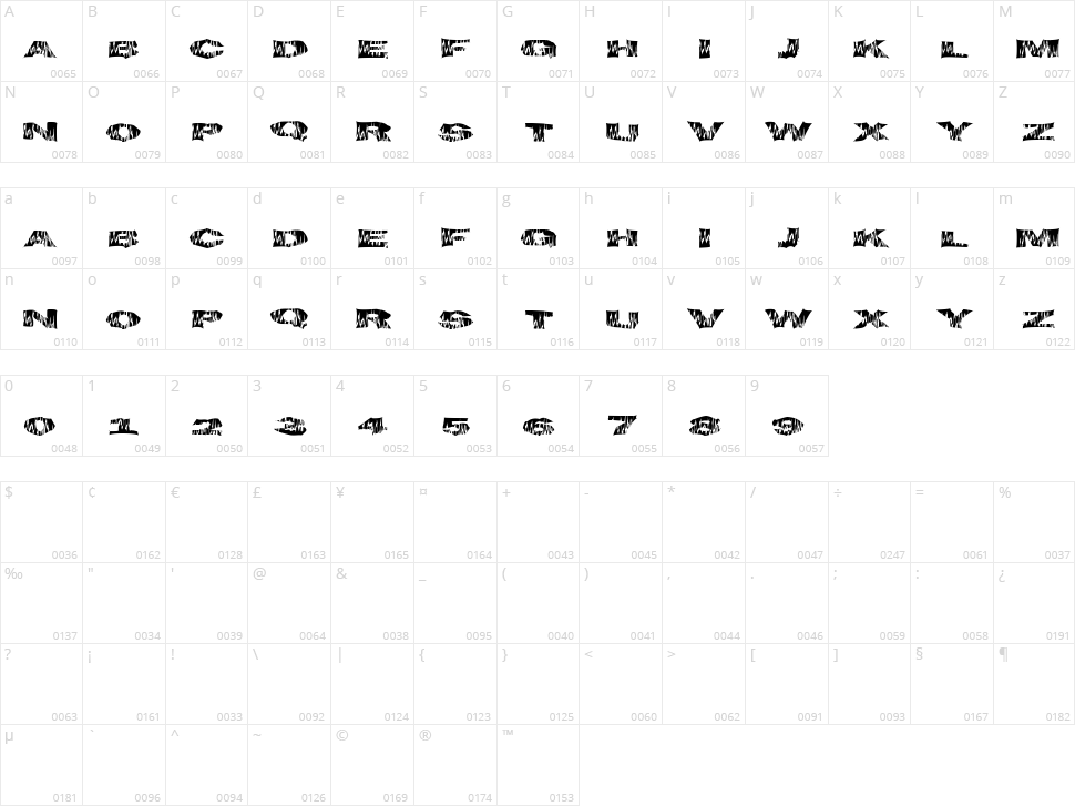 FlameTime Character Map