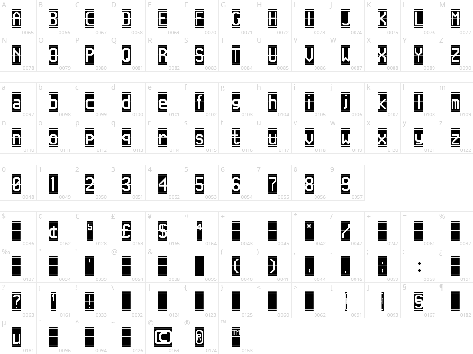 Flappen Character Map