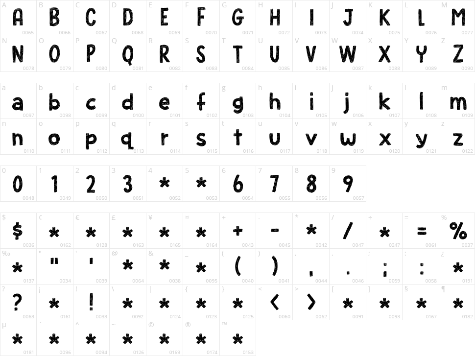 Flapstick Character Map
