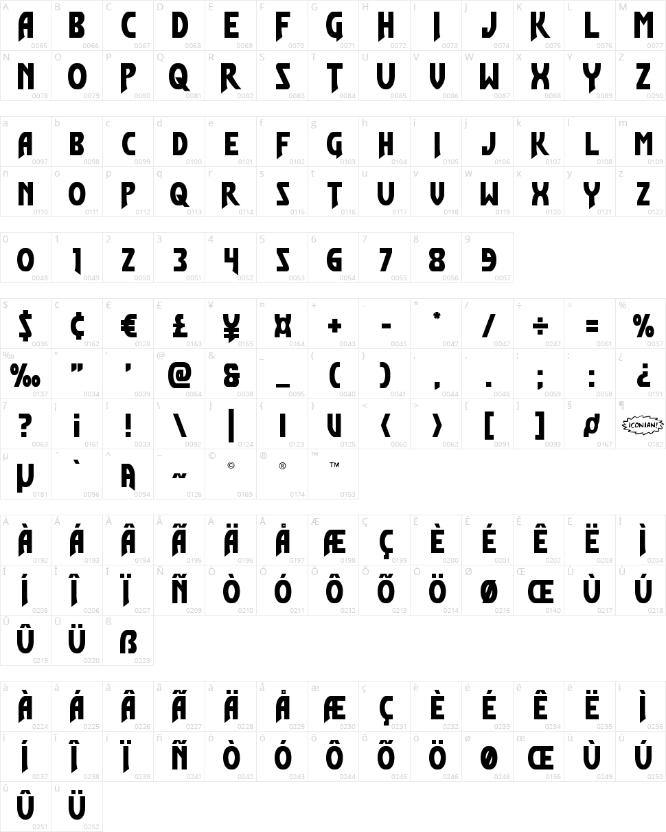 Flash Rogers Character Map